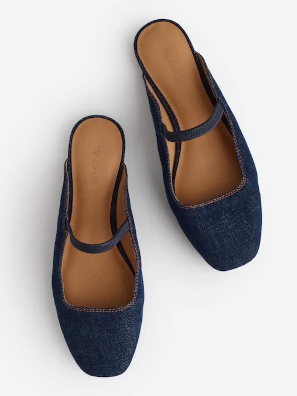 New! Madewell The Greta Ballet Flat Mule in Dark Denim 10.5